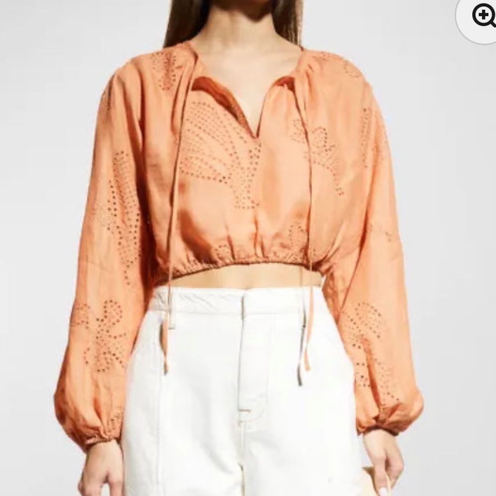 FRAME Eyelet Terracotta Blouse
